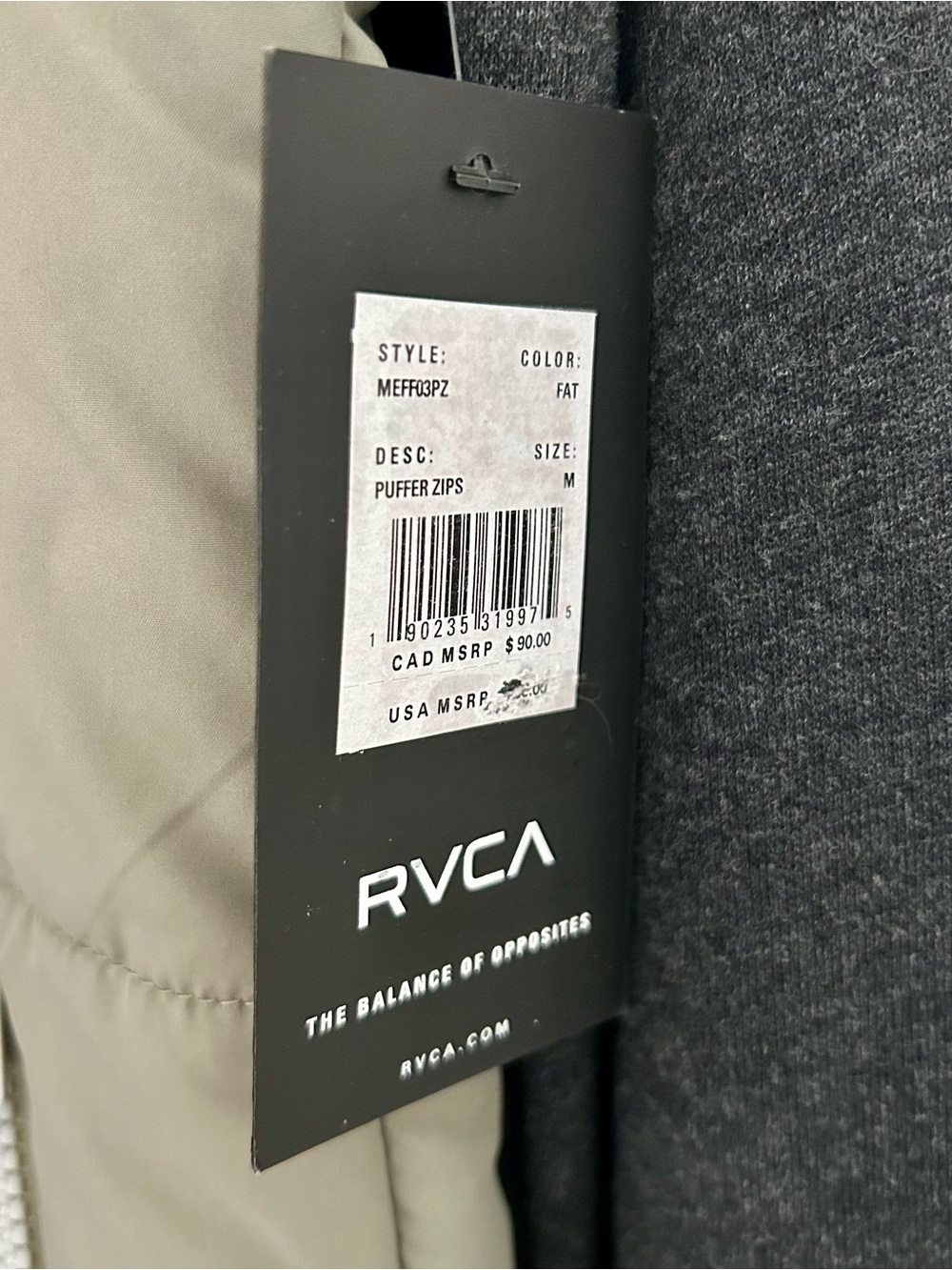 NWT- RVCA Puffer Full-Zip Hoodie, Camo Green Black, Mens M - Picture 3 of 6